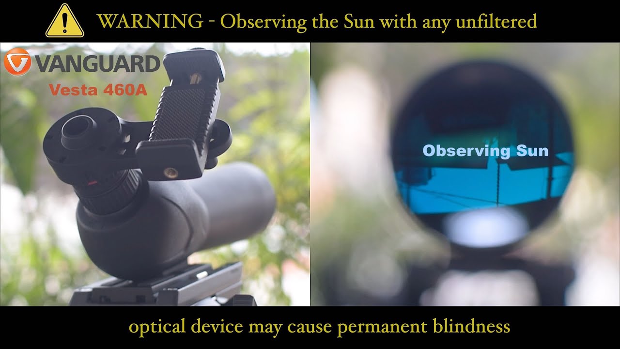 Vanguard Vesta 460A 15-50X 60 Spotting Scope - Zooming in on Sun (4K)