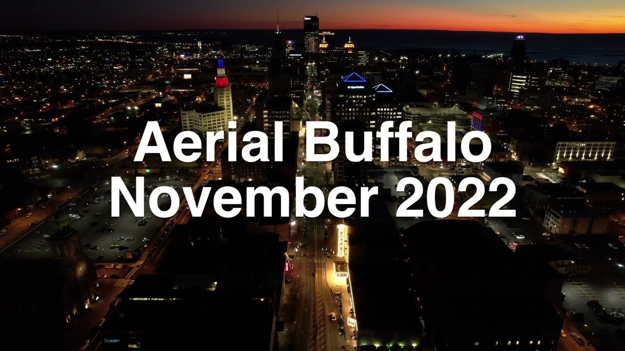 Buffalo NY at Night November 2022 - Drone Sunset Flight