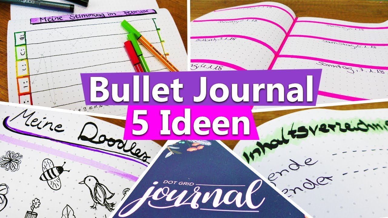 5 Ideen fürs BULLET JOURNAL deutsch Anfänger: Setup 2018, Dekoideen, Planner, Organisation, Doodle