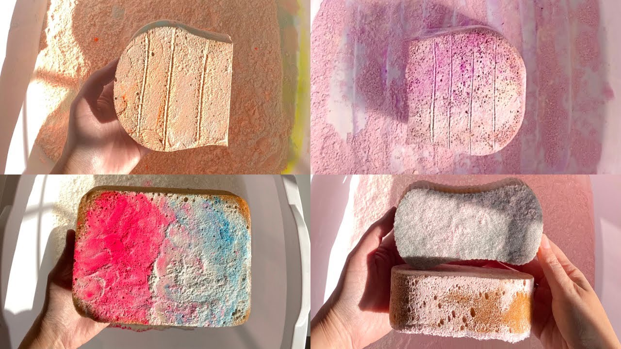 ASMR dry powder bulk big sponge ripping compilation edit - crispy foam sounds