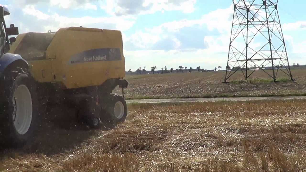 Prasowanie słomy 2013 New Holland T6070 & BR7060 WIELKOPOLSKA