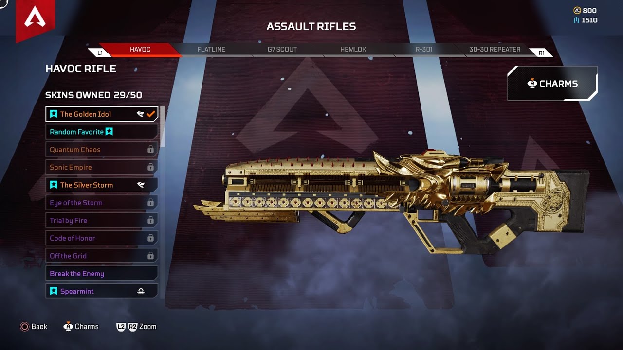 Apex Legends Havoc The Golden Idol Reactive Legendary Skin Showcase First & Third Person View