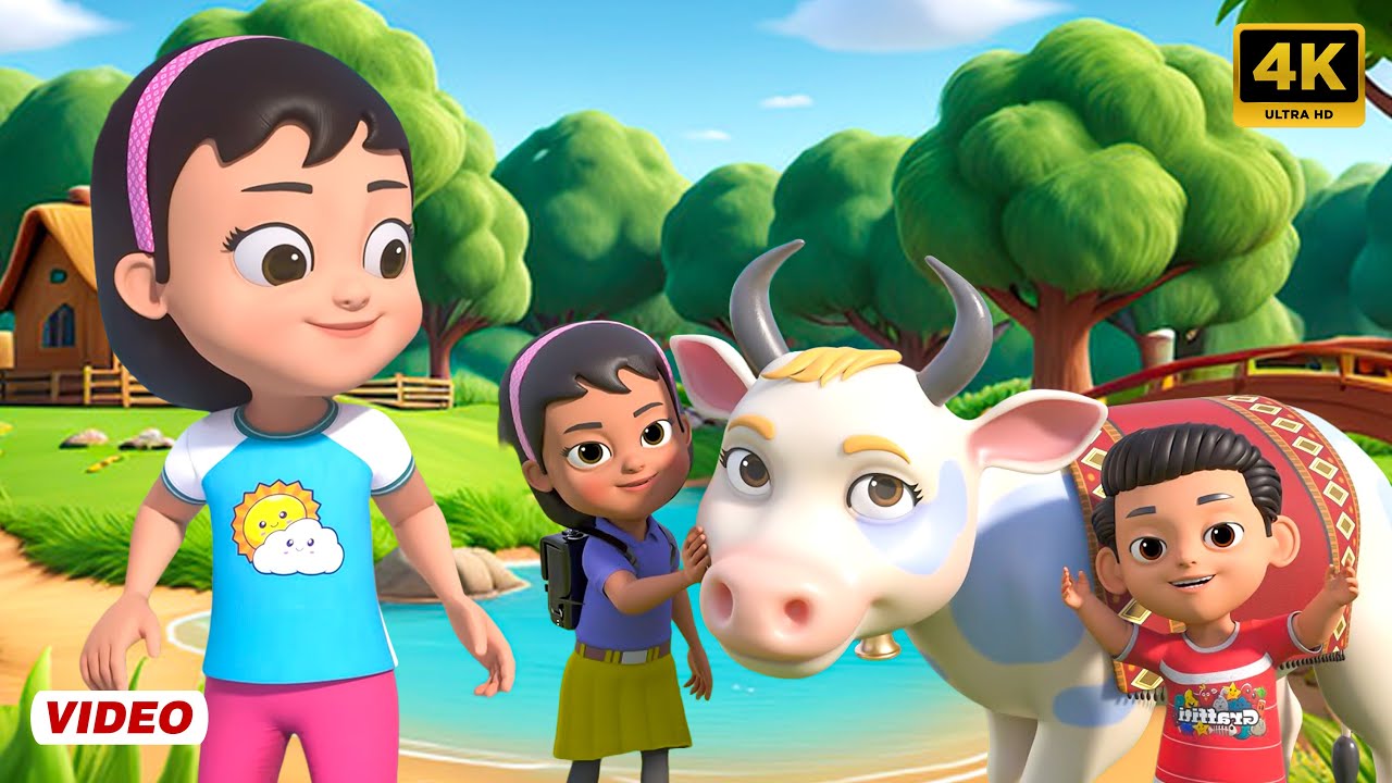 Gaiya Meri Gaiya | गईया मेरी गईया | 3D Hindi Rhymes For Kids | Jampi Nursery Rhymes