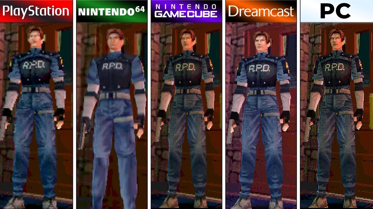 Resident Evil 2 (1998) PS1 vs N64 vs GameCube vs Dreamcast vs PC (Graphics Comparison)