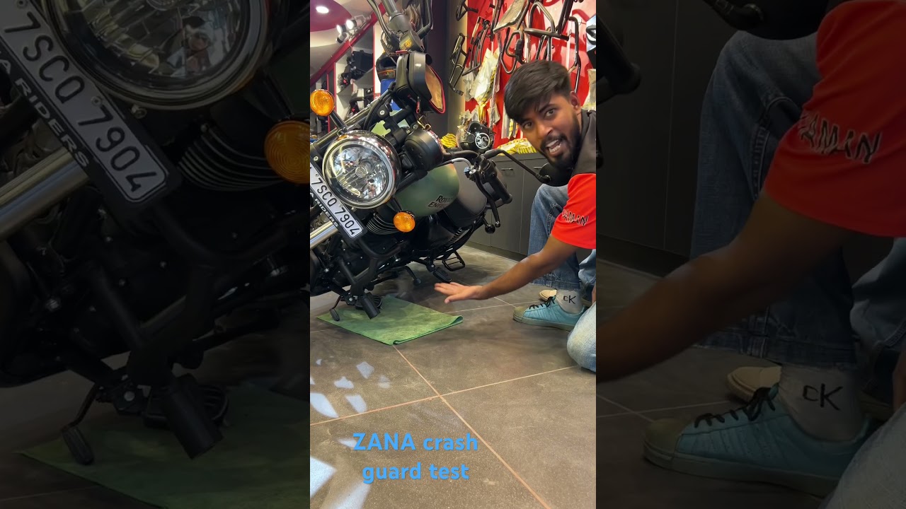 Meteor 350 Crash Guard Test #meteor350  #Zanamotorcycles #royalenfieldmeteor350 #crashguard