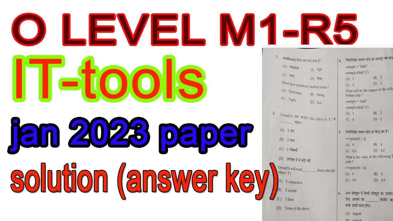 o level m1 r5 it tools  jan 2023 paper solution