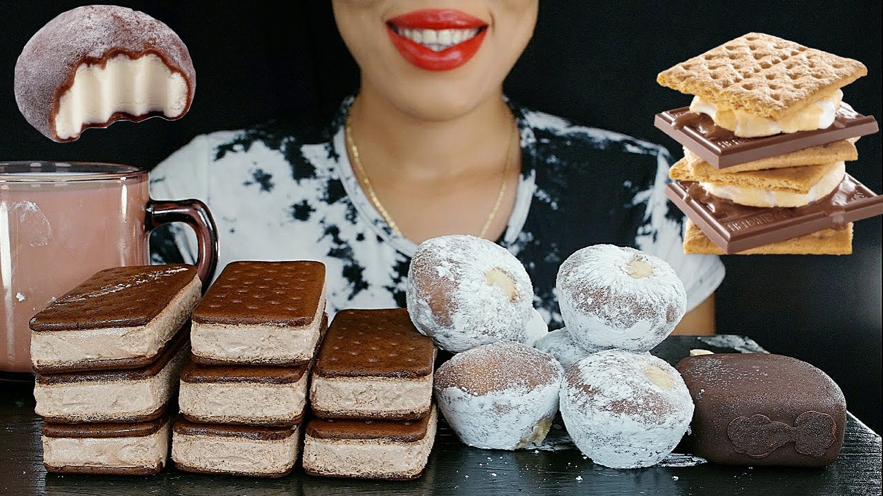 ICE CREAM SANDWICHES & S'MORES MOCHI ICE CREAM | SATISFYING EATING | Rose eating TV2 *NO TALKING*