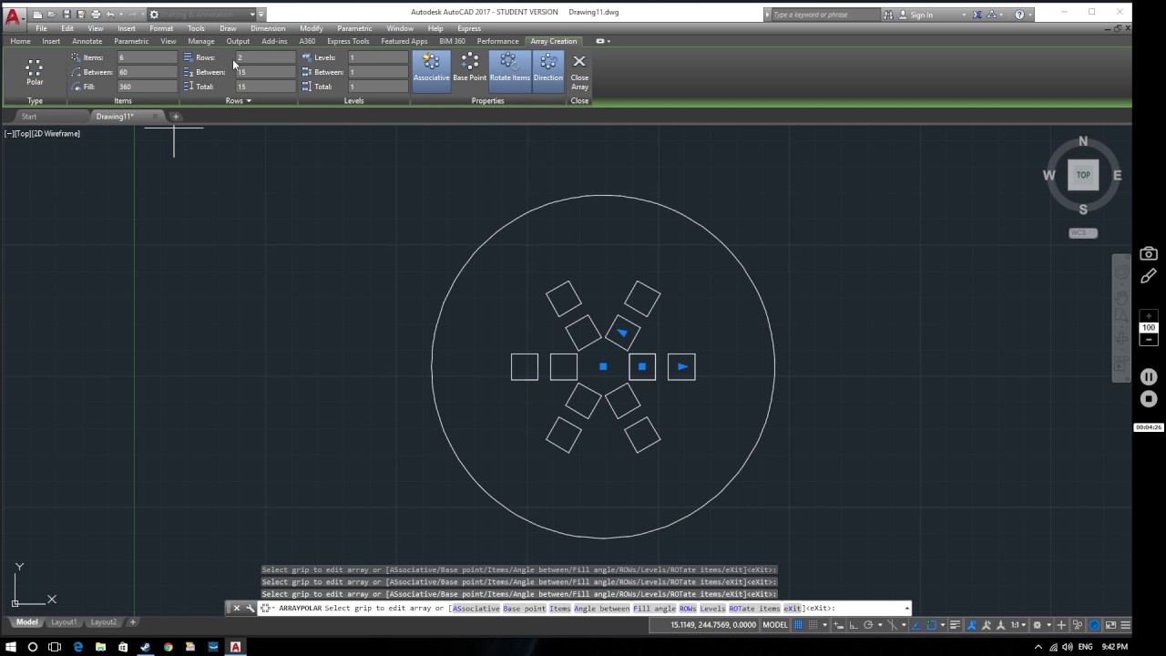 AutoCAD 2017 Tutorial: Polar Arrays