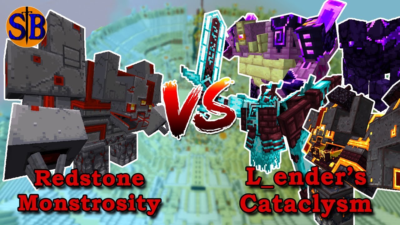 Redstone Monstrosity (Crimson Steve's more Mobs) VS L_ender's Cataclysm | Minecraft Mob Battle