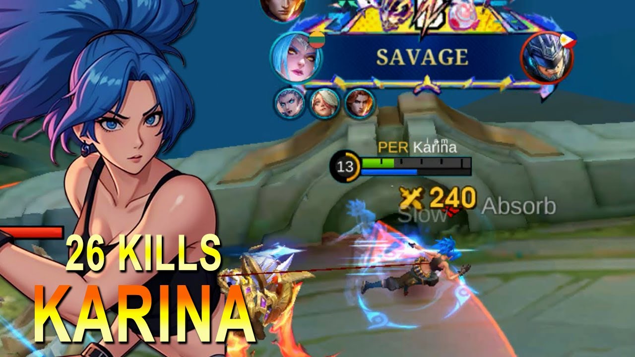 SAVAGE & 26 Kills! Karina INSANE Full Damage Build #7 | Mobile Legends