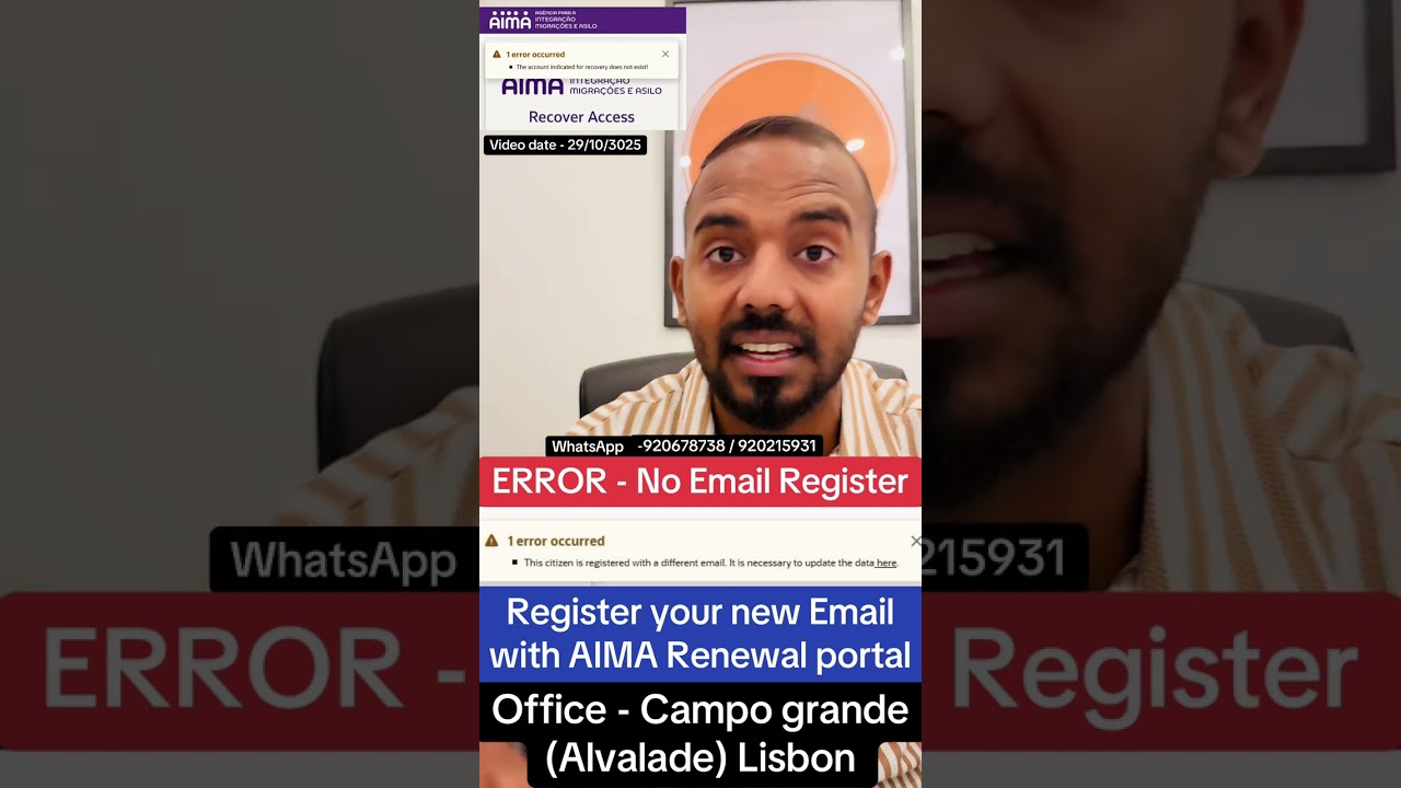 Register New Email with AIMA Renewal portal | ERROR - No Email Register | &reg;Live Portugal By Harry 