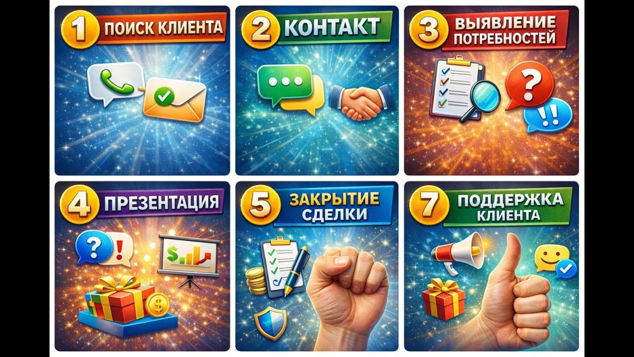 7 этапов продаж на пальцах