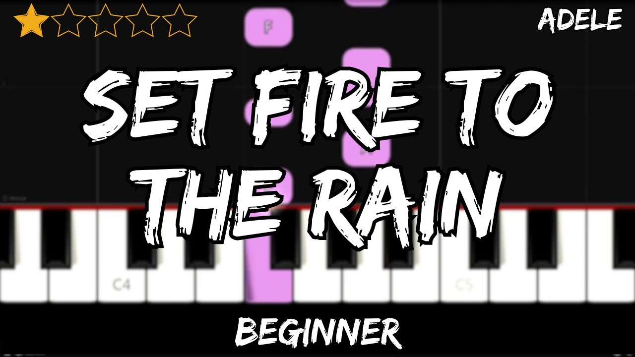 Adele - Set Fire To The Rain - Easy Beginner Piano Tutorial - For 1 Hand