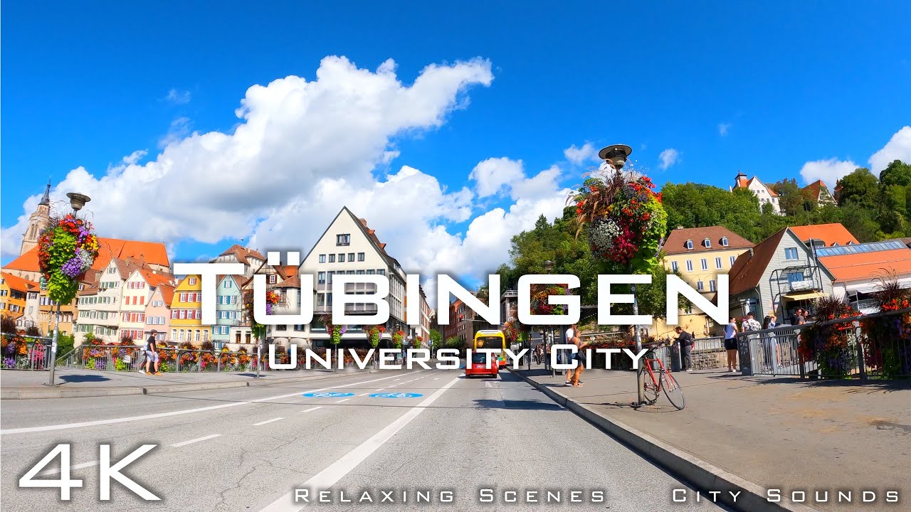 Tübingen Germany 🇩🇪 4K - driving tour with city sounds - relaxing scenes