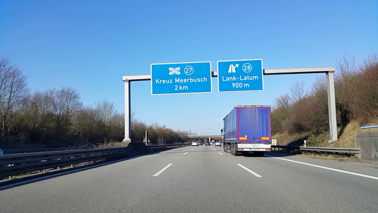 Wegvideo Duitsland: Düsseldorf luchthaven 》A44 Toerit 31 Flughaven》A57 Grensovergang Goch  (Deel 1).