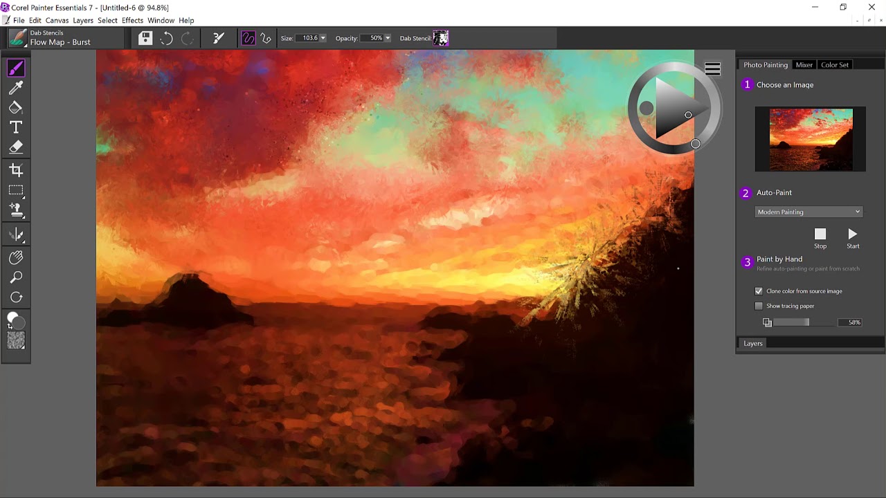 How to clone paint a landscape in Painter Essentials 7