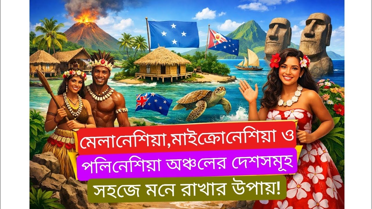 মেলানেশিয়া,মাইক্রোনেশিয়া ও পলিনেশিয়া অঞ্চলের দেশসমূহ | bcs preli | Job Shortcuts