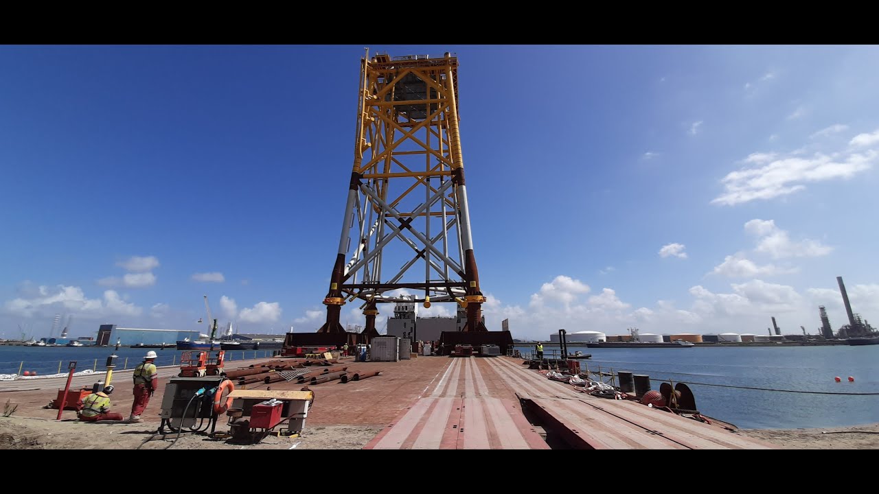 Windfarm Foundation Jacket Loaded onto Barge 💪🚢 #engineering #construction #renewableenergy
