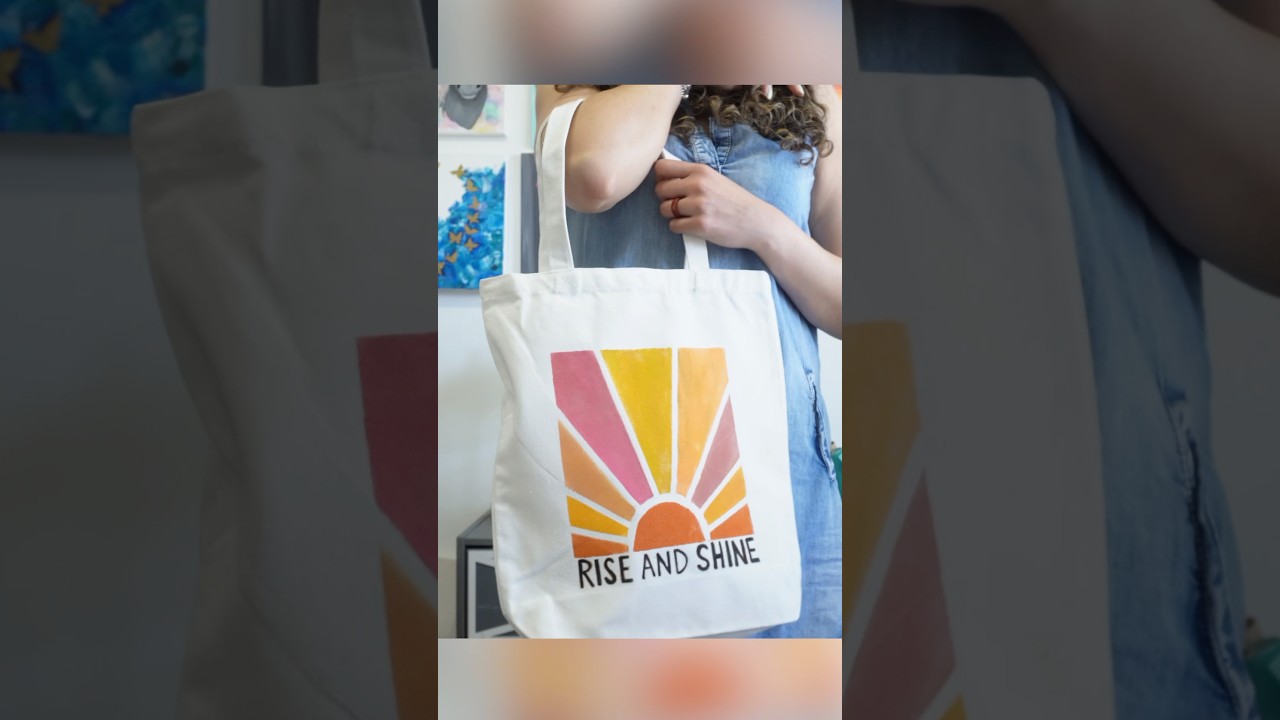 Easiest Tote Bag Painting Idea #totebag #totebagpainting #fabricpainting #easypainting #riseandshine