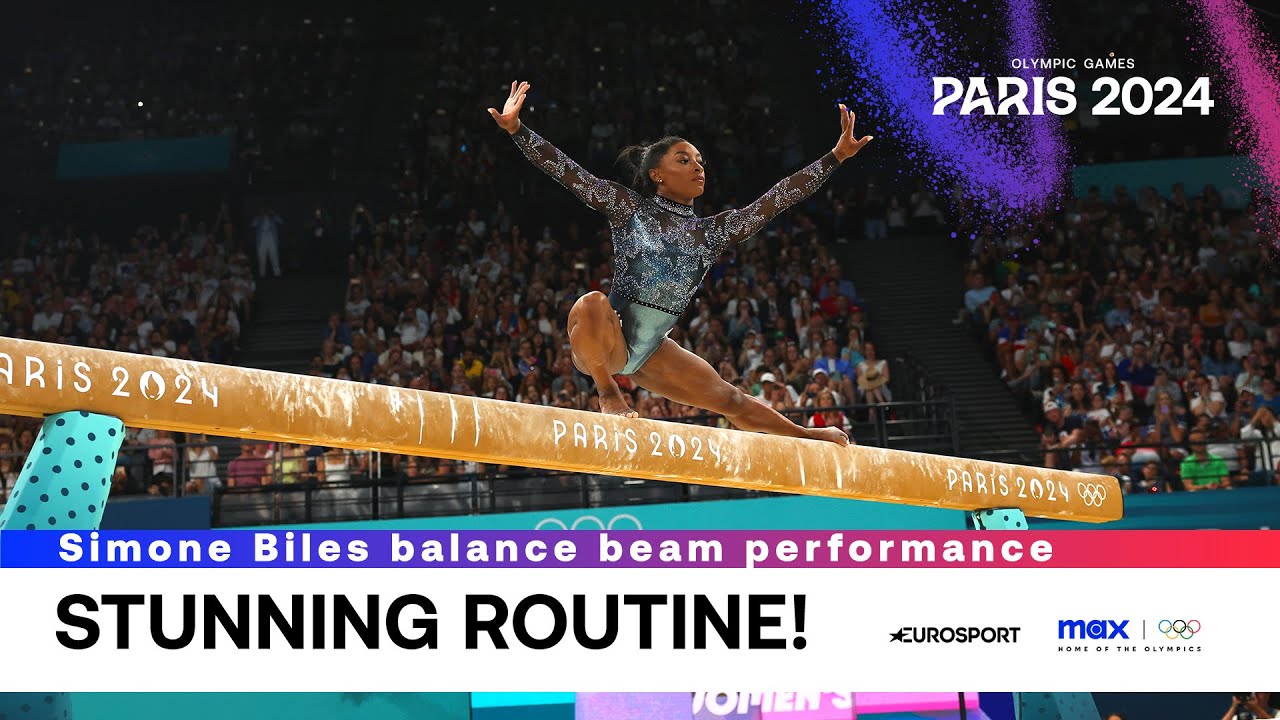 ABSOLUTELY INCREDIBLE 😯 | Simone Biles balance beam performance #Paris2024 🇫🇷