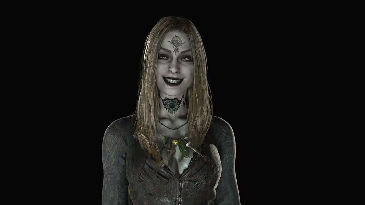 Daniela Dimitrescu Black Dress With Clean Face And Blonde Long Hairs Model Viewer Resident Evil 8