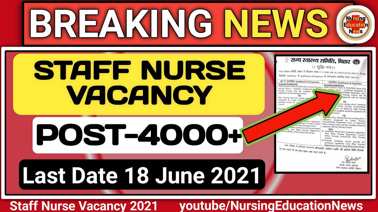 Staff Nurse vacancy 2021 | 4000+ staff nurse vacancy 2021 | bihar staff nurse vacancy 2021 |