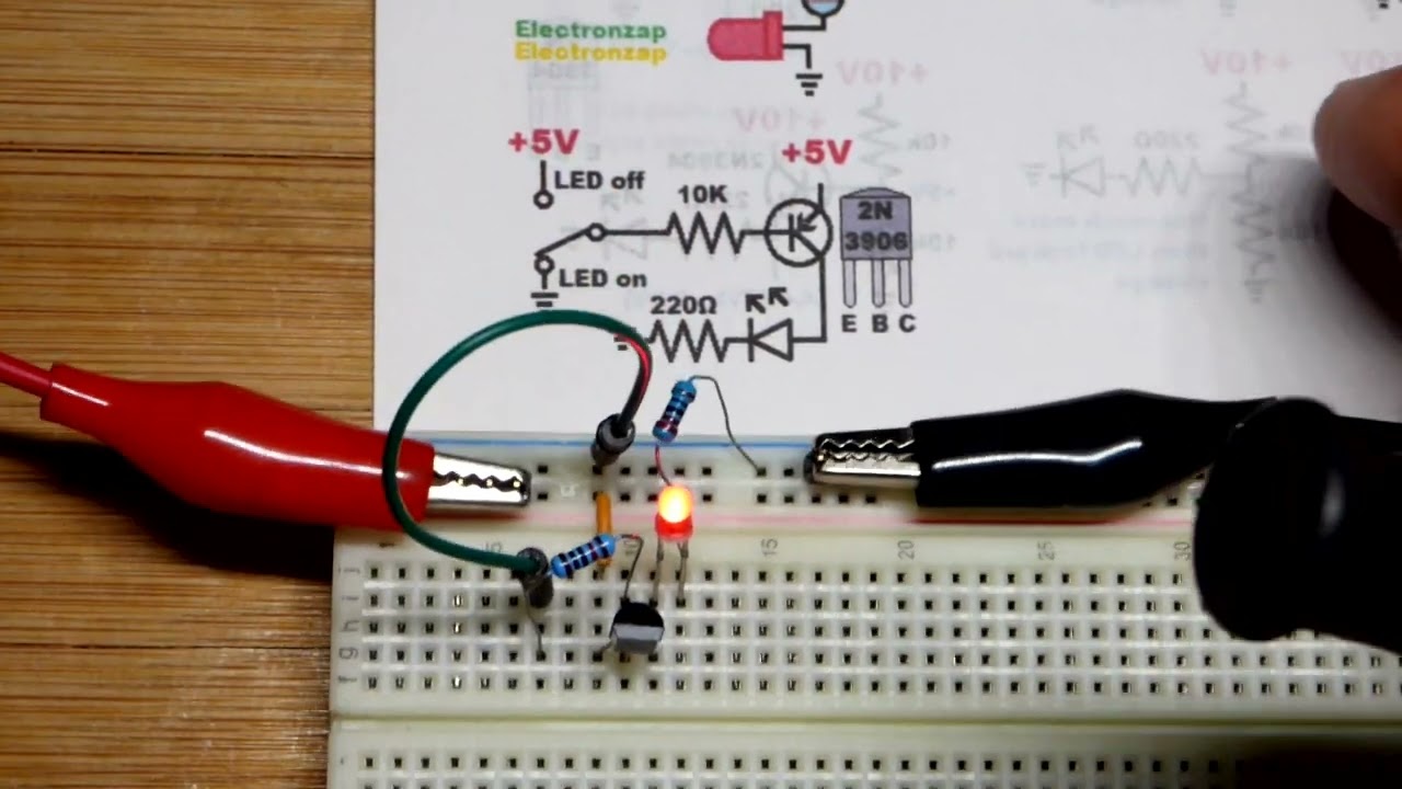 2N3906 PNP BJT Switch Circuit For Beginners Learning Electronics By Electronzap