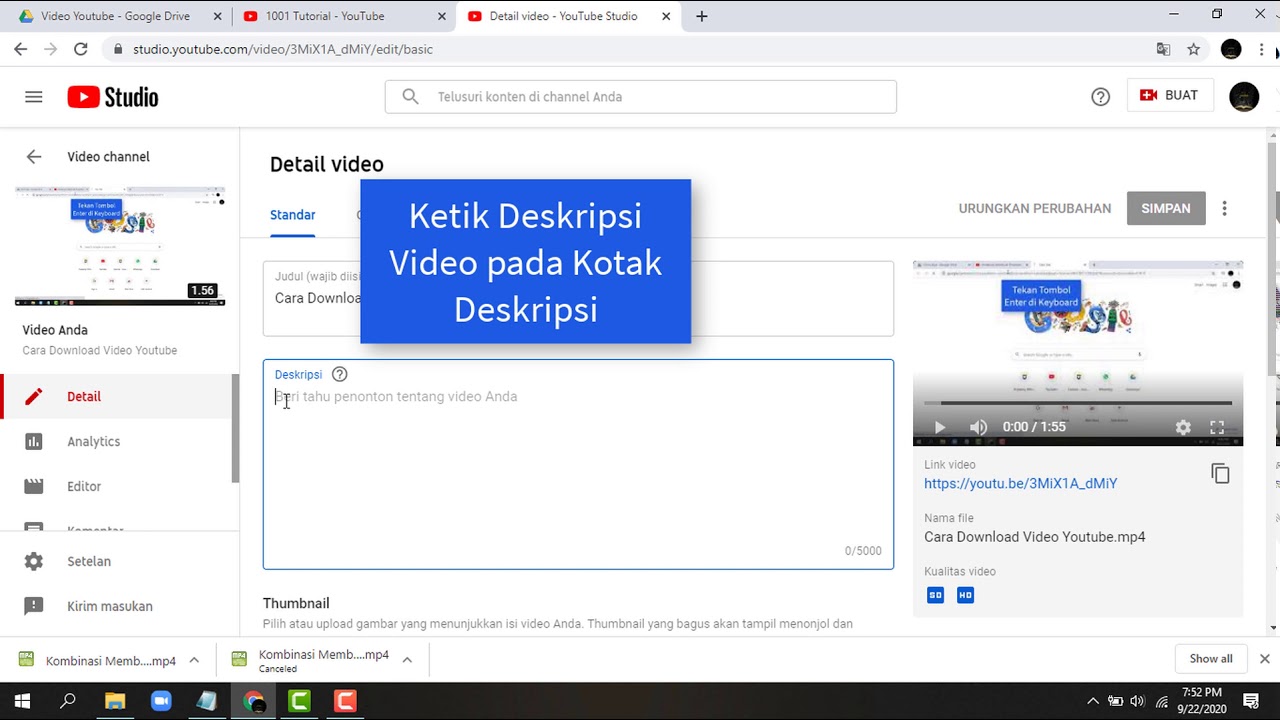 10 6 Cara Mengatur Deskrispi Video Youtube (Eko Risdianto)