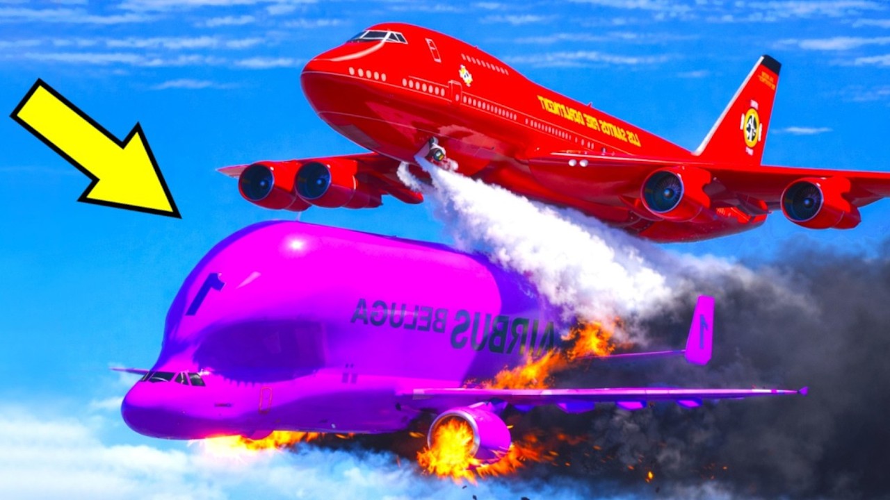 Airplane Firefighter Extinguishes Another Aeroplane Compilation: 4 Aeroplane Scenes In GTA 5 (#24)