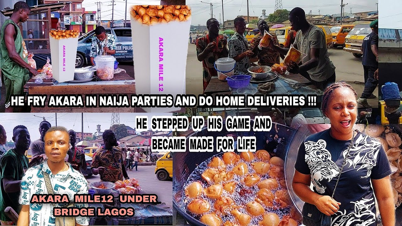 MEET THE POPULAR AKARA MILE12 BOY UNDER BRIDGE IN LAGOS NIGERIA SELLING STREET FOOD|Danica Kosy