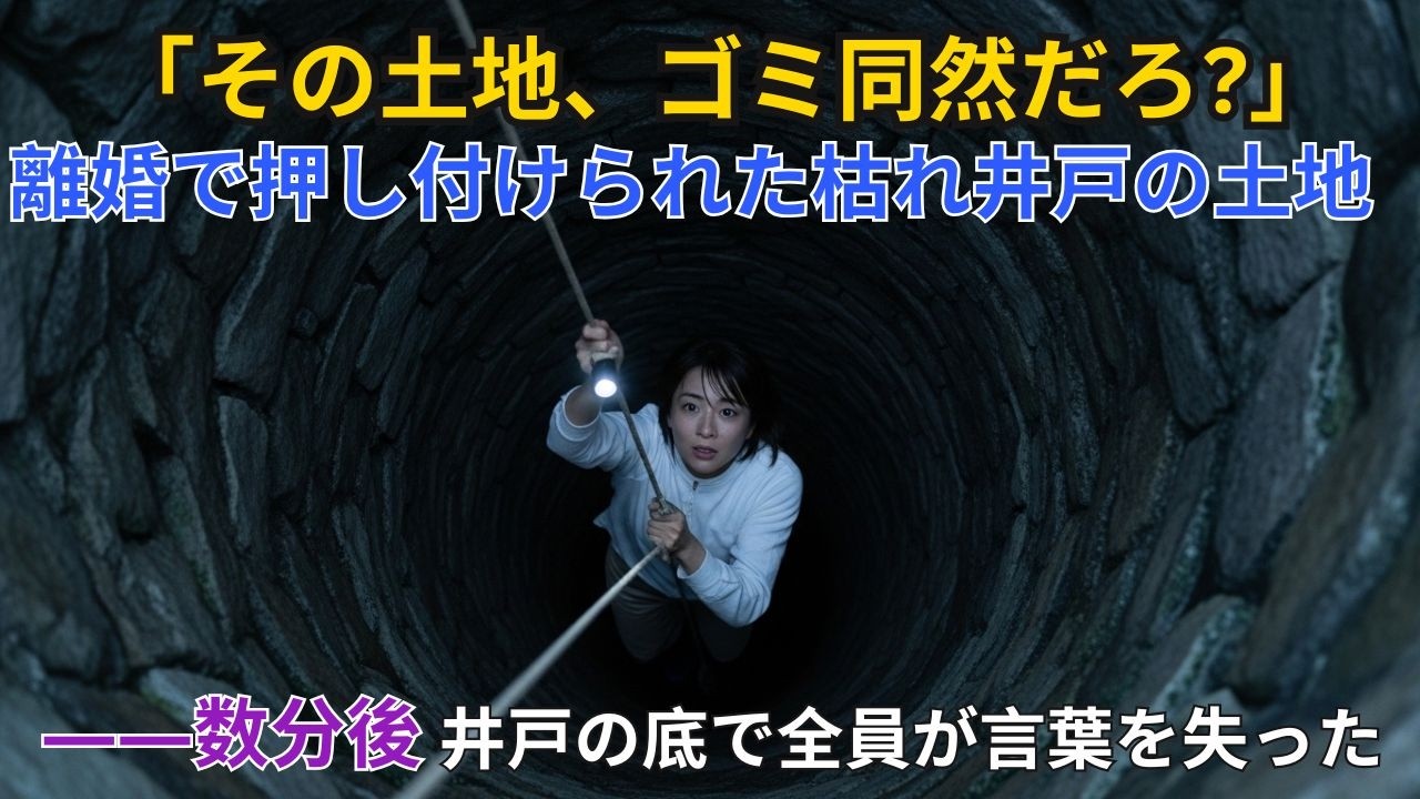 夫が離婚の慰謝料として渡した「枯れ井戸の土地」。ロープで降りた瞬間、義父が隠していた“莫大な遺産バンカー”の秘密が暴かれる…