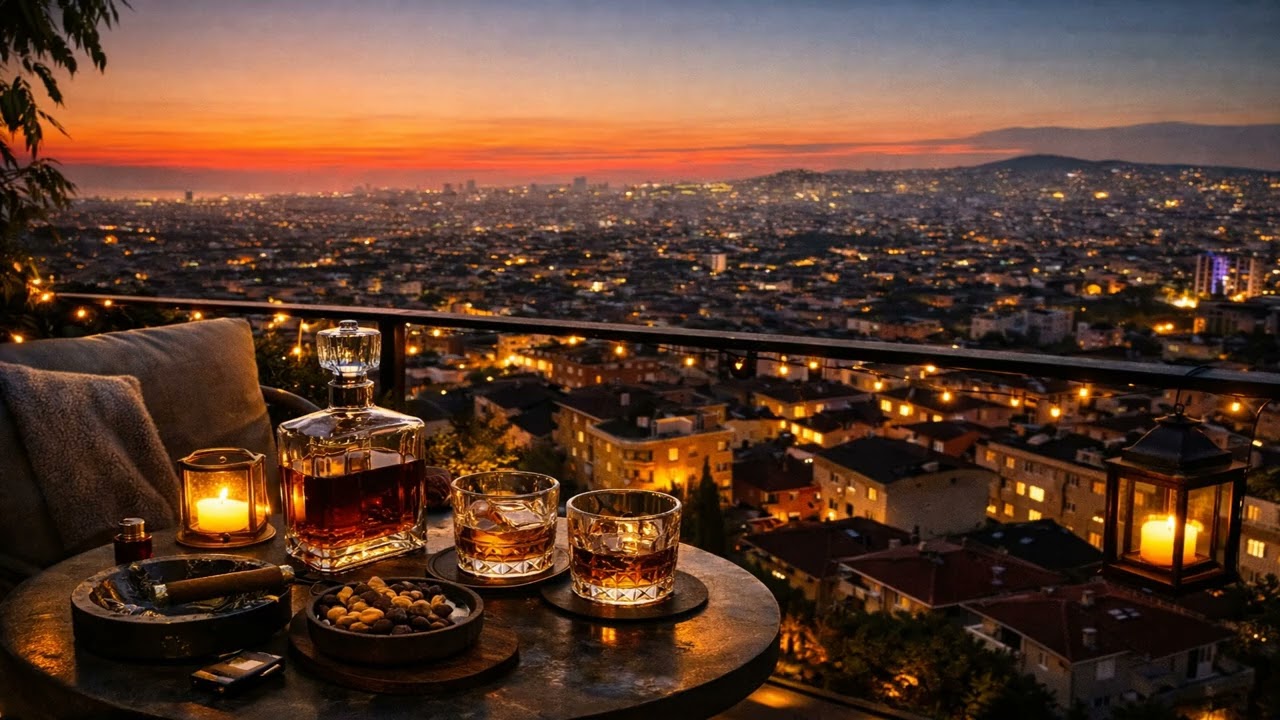 İstanbul Gün Batımı Viski Keyfi 🥃 Şehir Işıkları, Sakin Jazz ve Akşam Huzuru | 3 Saat Relax Atmosfer