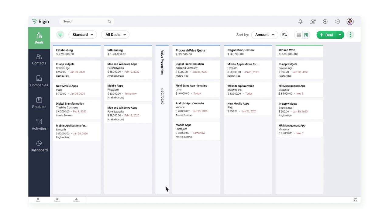 The New Pipeline View | Bigin by Zoho CRM