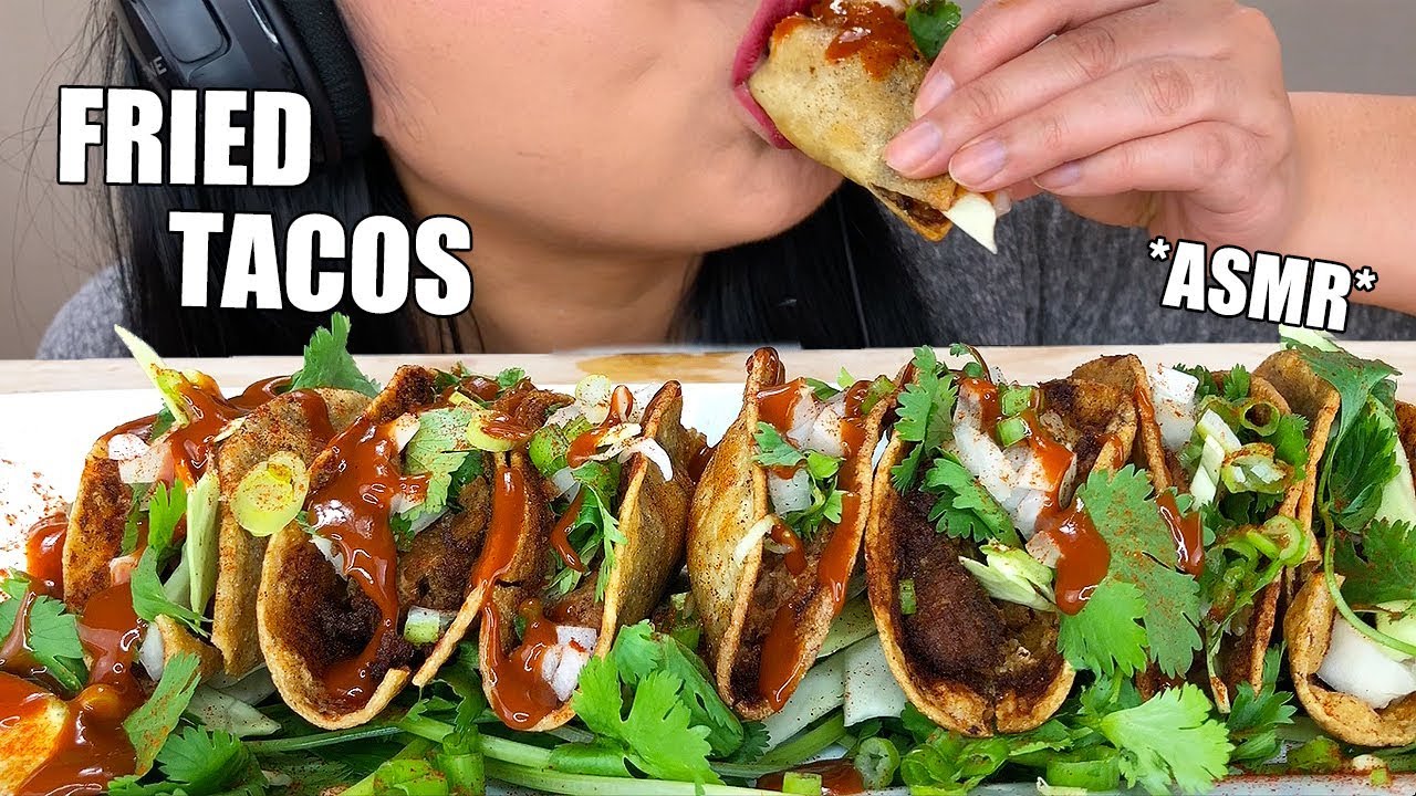 ** ASMR DEEP FRIED TACOS ** (Crunchy Eating Sounds) | Homemade Street Tacos | ASMR Phan