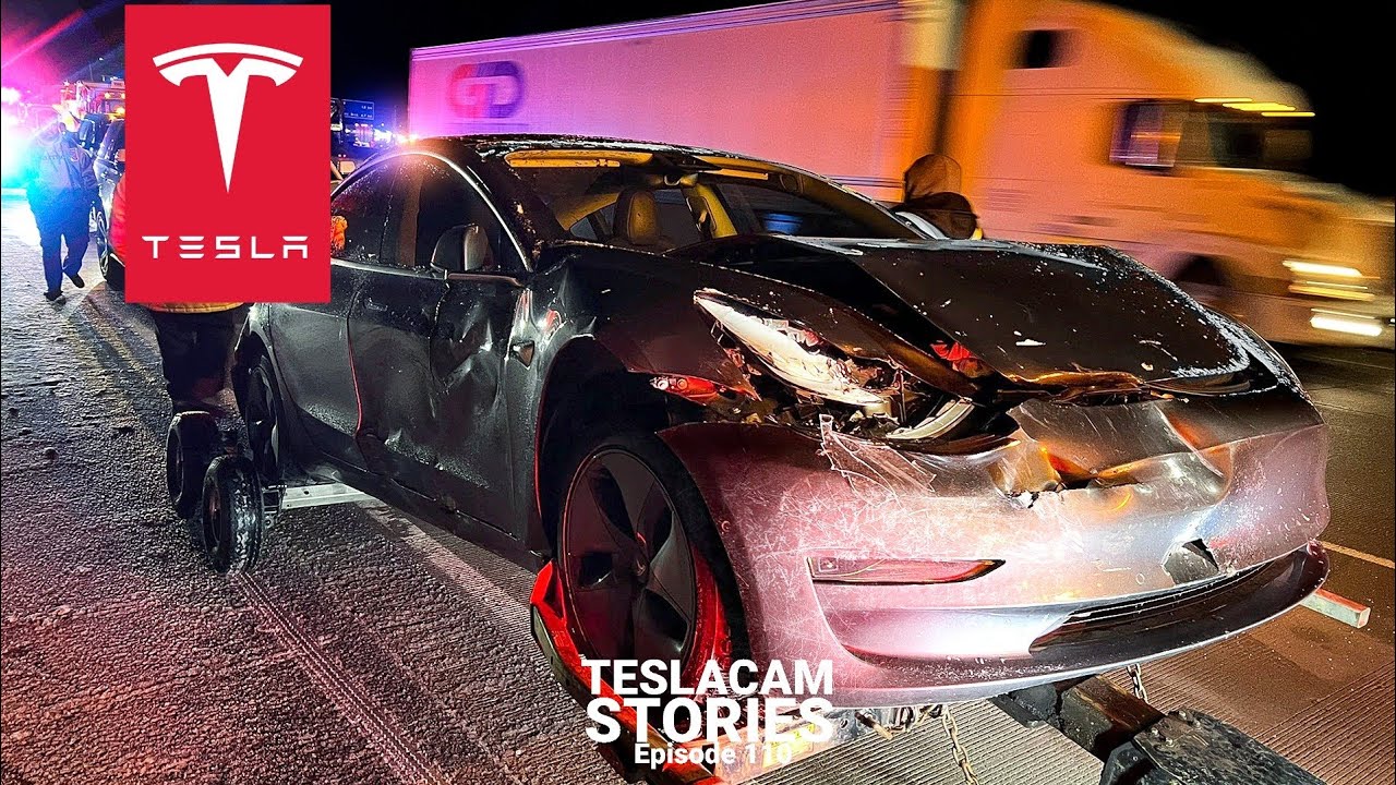 НЕВЕРОЯТНЫЙ МАНЕВР АВТОПИЛОТА TESLA ВО ВРЕМЯ АВАРИИ | ИСТОРИИ TESLACAM 110