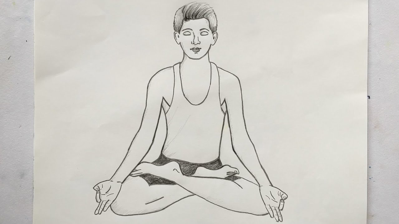 padmasana drawing I pencil drawing