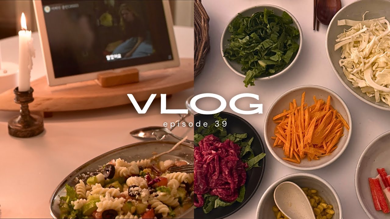 (SUB) vlog | 30대 직장인의 집에서 온기 가득한 주말 한 끼 🏠|그릇소개,쉬라즈 샐러드파스타 ,월남쌈&샤브샤브 만들기