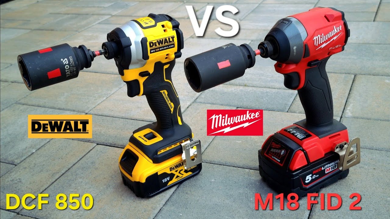 Сравнение ударных шуруповертов Dewalt DCF 850 ​​и 226Нм Milwaukee M18 FID 2