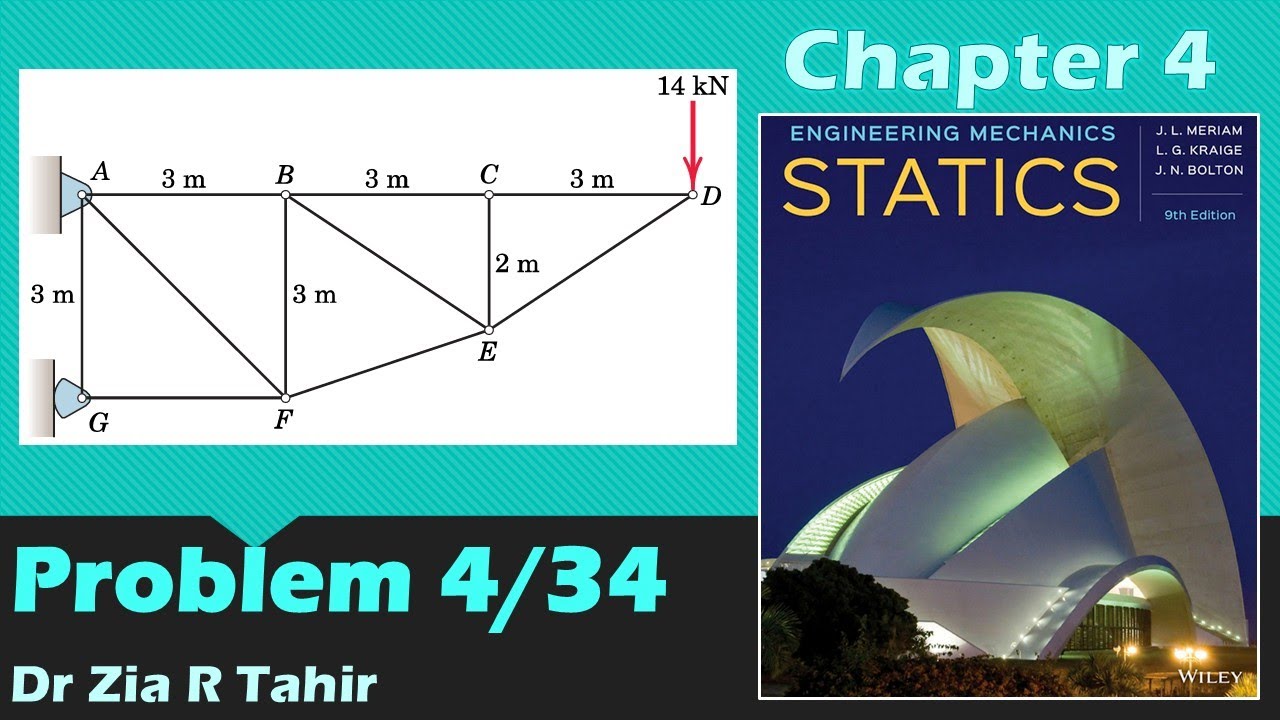 Задача 4/34 | Инженерная механика: СТАТИКА, Дж. Л. Мериам, 9-е издание