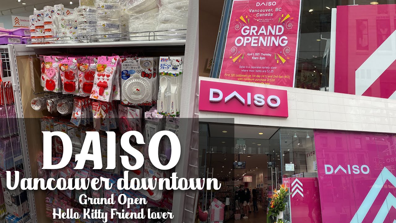 DAISO GRAND OPEN in Vancouver downtown 2021!!! what's inside and hello kitty shelf they have!