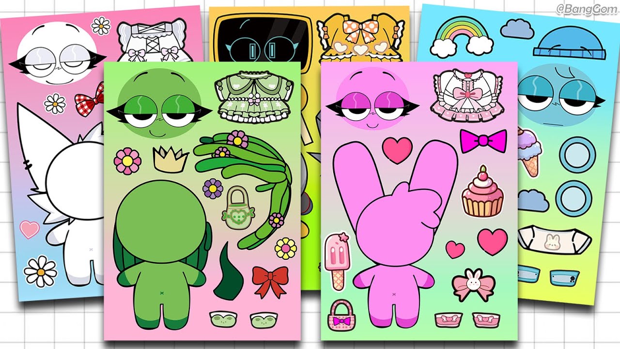 Sprunki Dress up Cute Version Sticker Book 💘 스프런키 귀여운버전 옷입히기 코디놀이 스티커Asmr