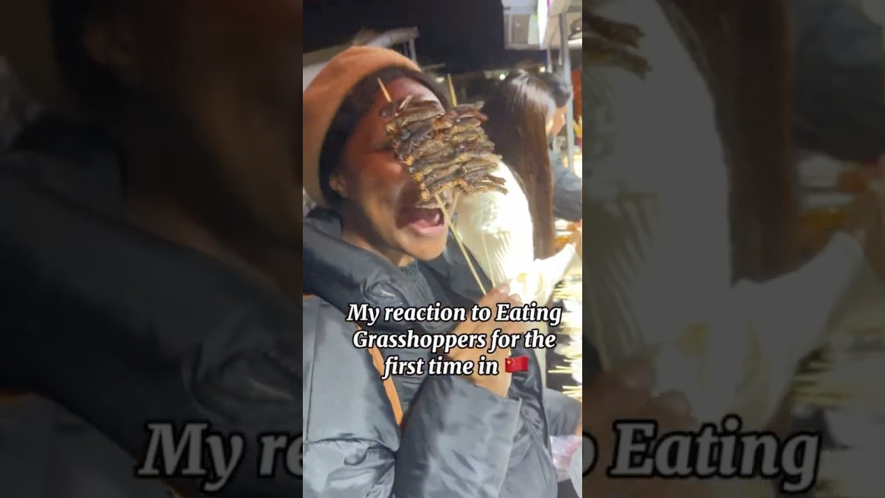 EATING GRASSHOPPERS: My Bizarre Chinese Street Food Journey😆🇨🇳🇳🇦 #subscribe #chinastreetfood