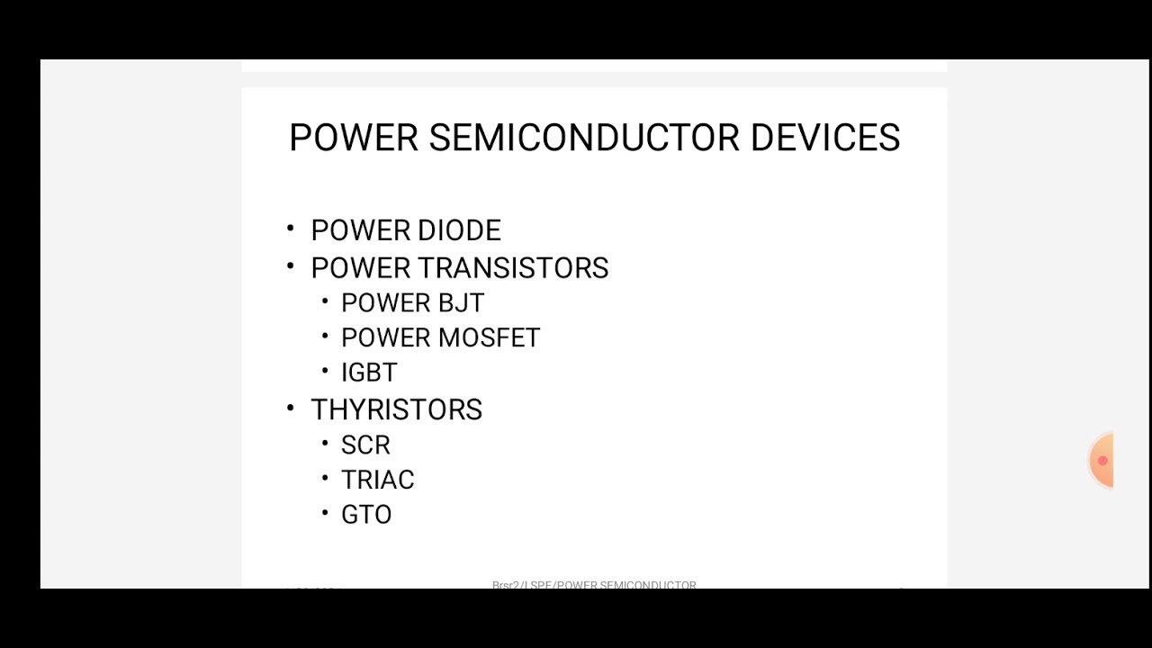 Power Semiconductor devices and their classification