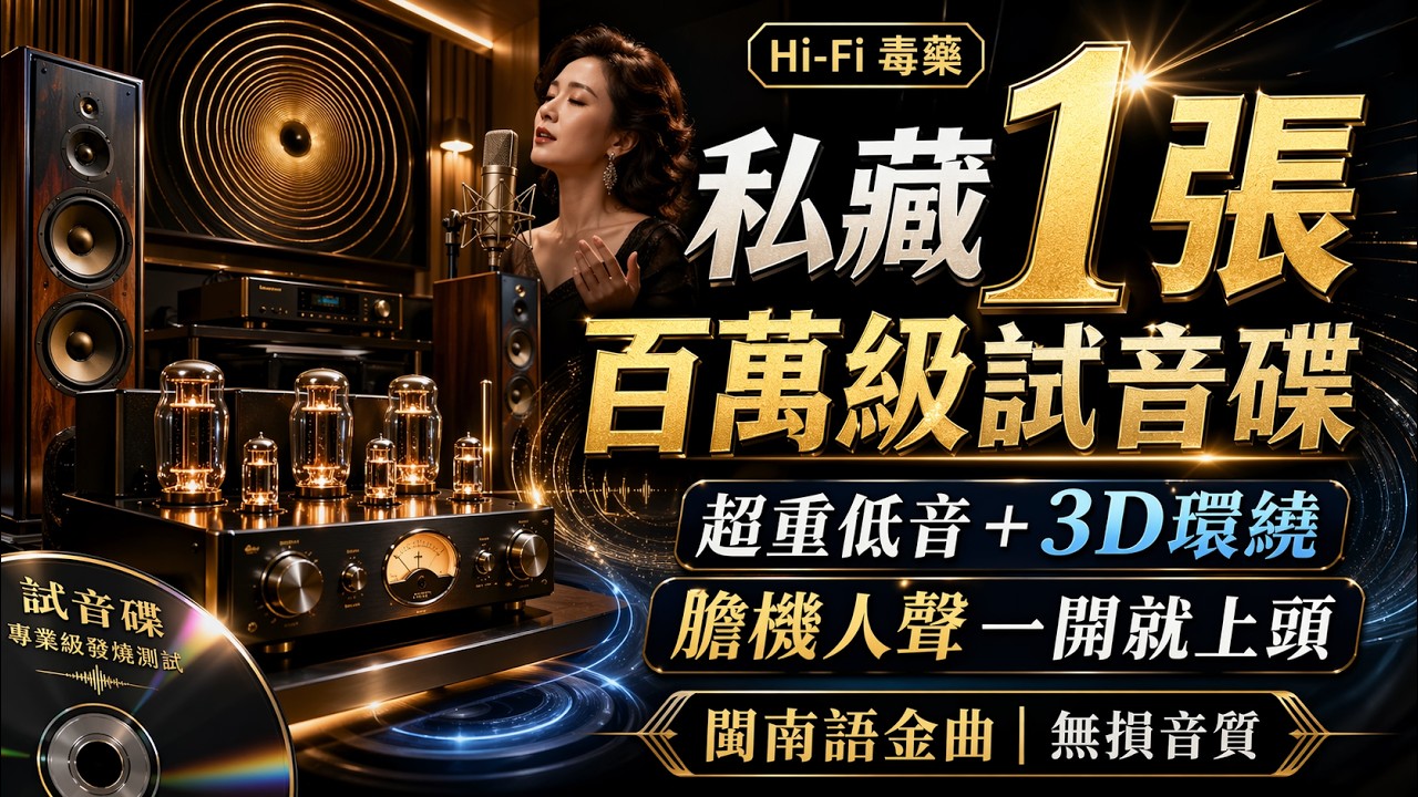 【Hi-Fi 毒藥】頂級膽機人聲試音：百萬級音響專用測試碟 🔊｜超重低音＋3D環繞，聽出耳油 🎧｜2026 發燒級閩南語金曲《浪子心聲》無損音質