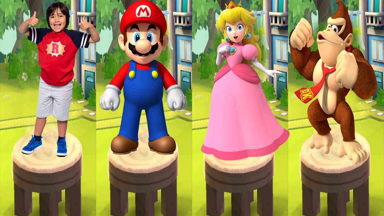 Super Mario Subway Surfers vs Tag with Ryan Princess Peach Donkey Kong - Surprise Egg All Characters