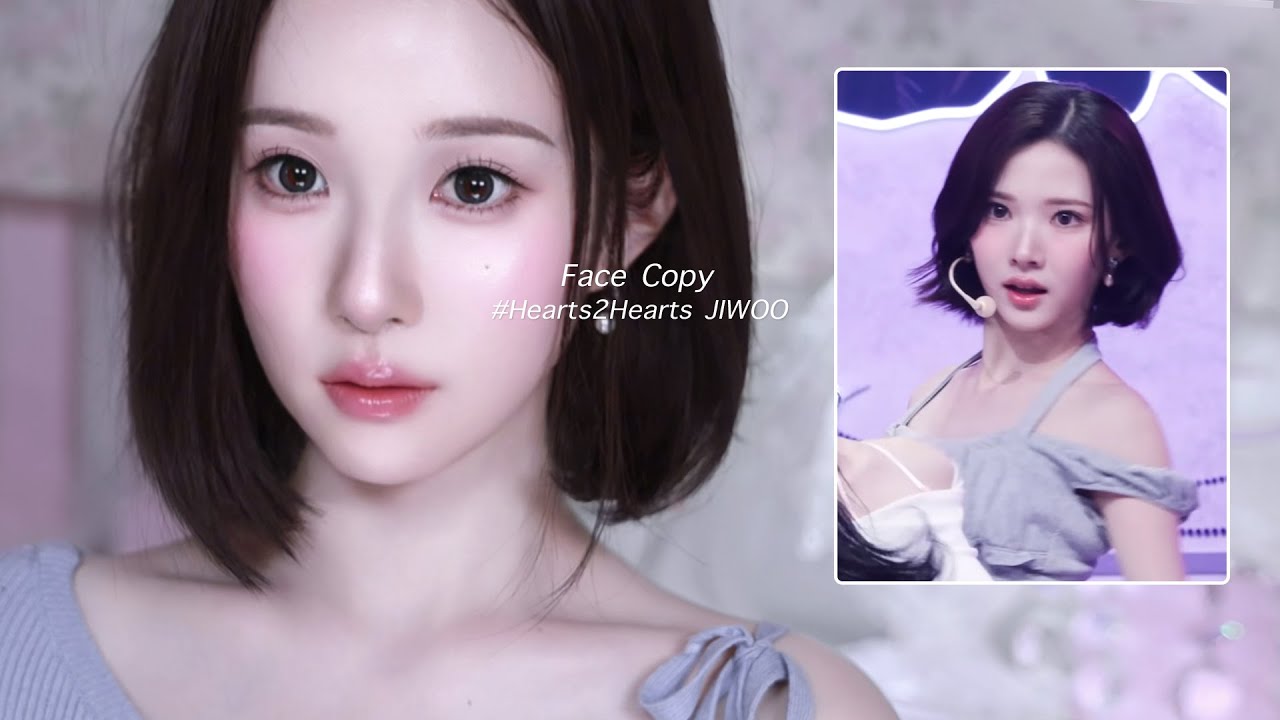 Eng)Face Copy: 하츠투하츠 지우ㅣ인간 나비스🔮 AI상 청초한 냉미녀 메이크업🫧#구독자이벤트