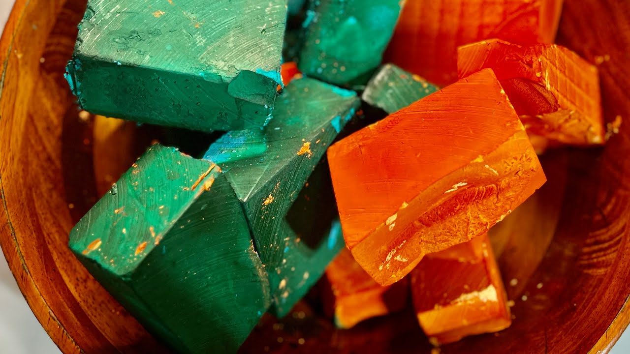 ASMR Teal and Tangerine Dyed Gym Chalk Crush | Satisfying