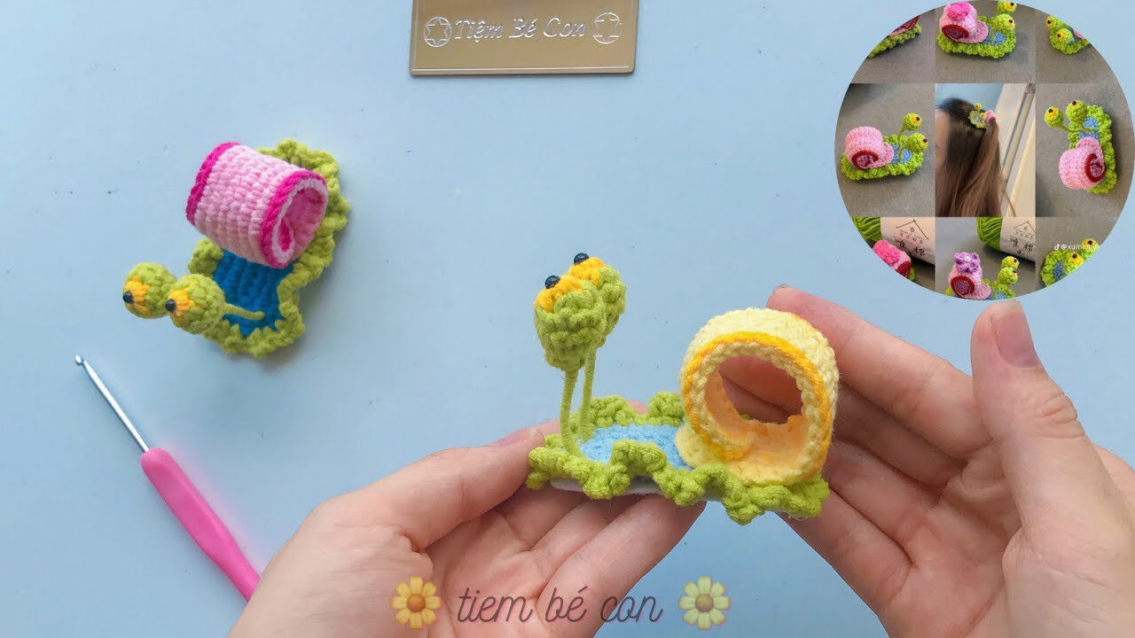Crochet snail hair clip | Hướng dẫn móc kẹp tóc ốc sên