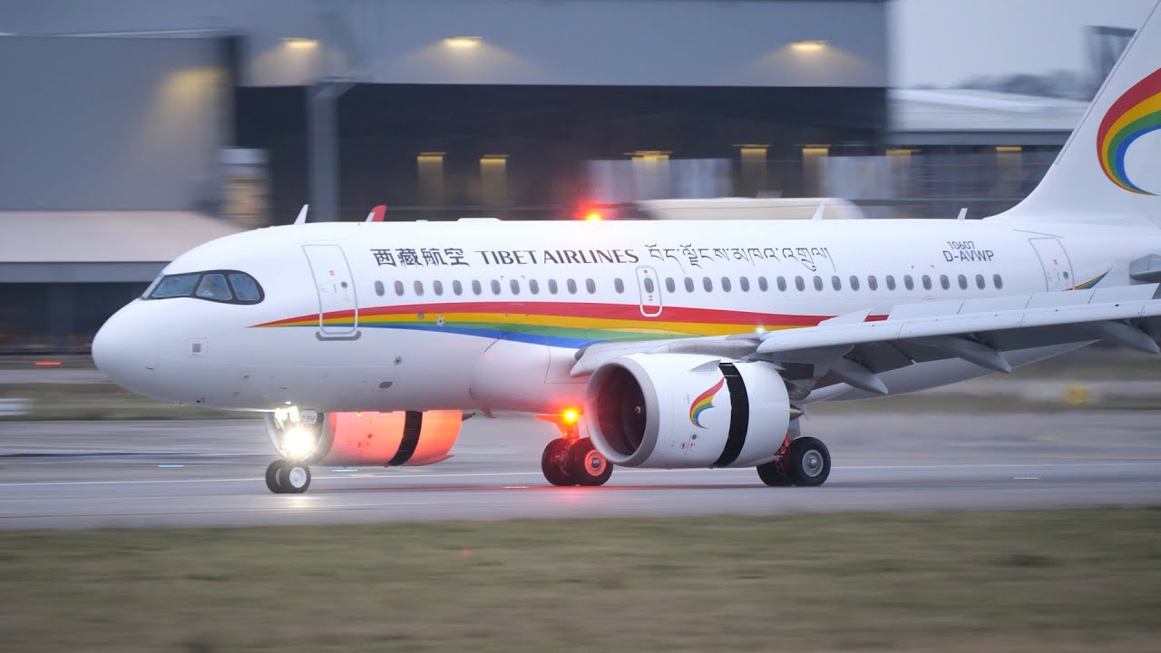 Landing of Tibet Airlines D-AVWP in Finkenwerder Airport, Hamburg