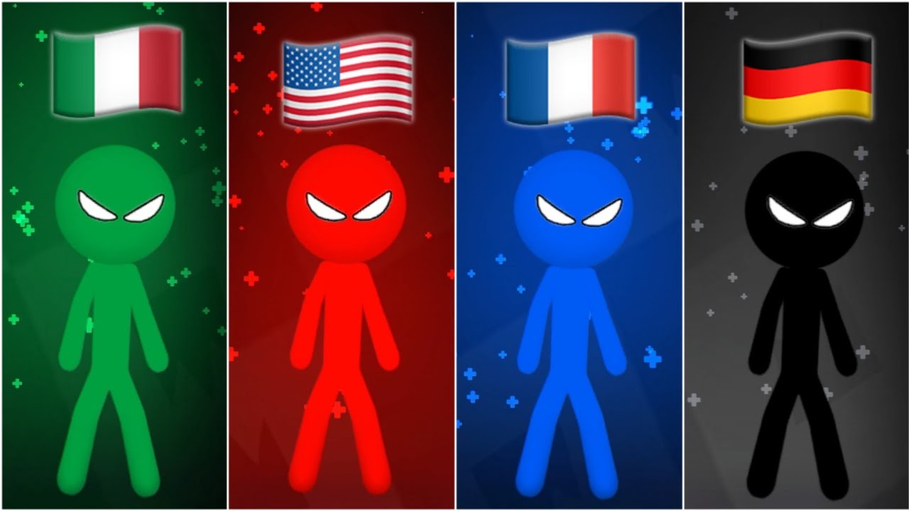 Italy vs USA vs France vs Germany in the game Stickman Party | INTERNATIONAL GAMES 🗺️